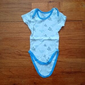3/$10 🌟 Baby 12 Month Little Journey Blue White Dinosaur Dino Onesie